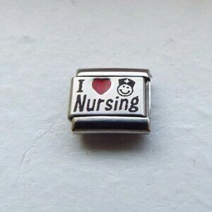 I heart Nursing nurse laser 9mm stainless steel Italian charm bracelet link new